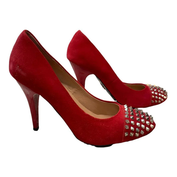 Betsey Johnson Cherrt Red Pumps with Spikes on Toes - Picture 1 of 2